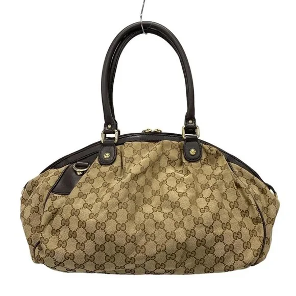 GUCCI Sukey, GG Pattern Beige Dark Brown Black Jacquard Leather - 506-060625